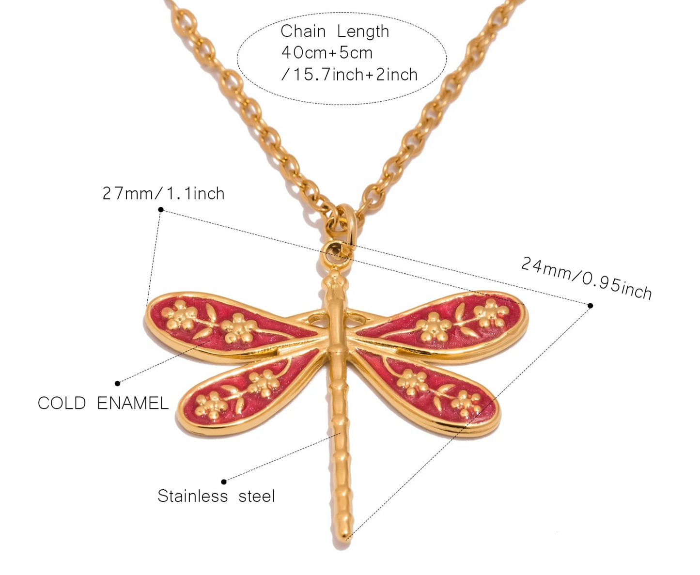 Collana con Ciondolo Libellula Colorata – Blu, Viola o Rossa