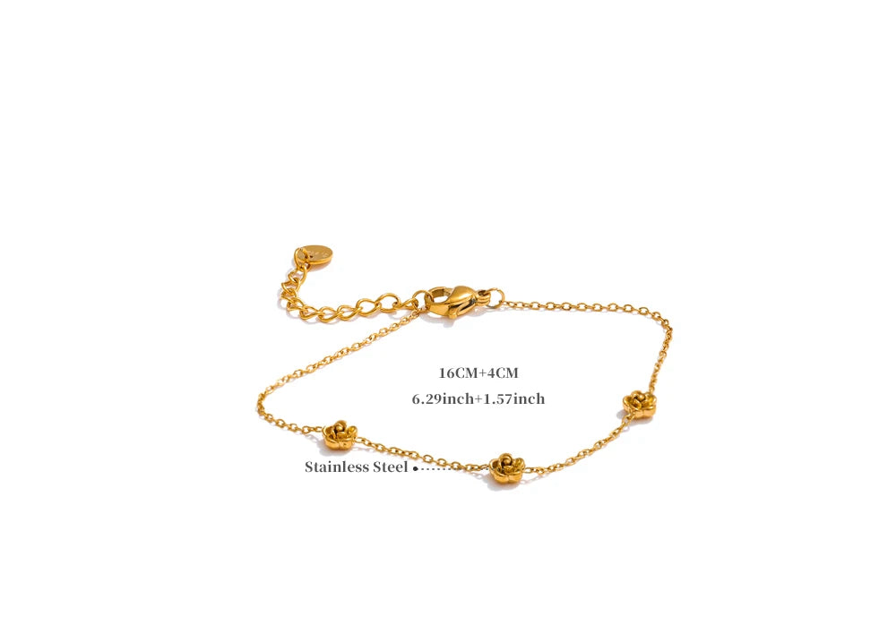 Bracciale minimalista con fiore di rosa – Acciaio inossidabile