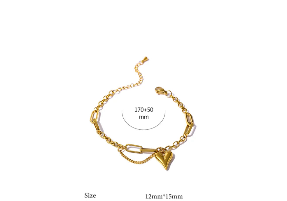 Bracciale a doppio strato con cuore – Acciaio inossidabile regolabile