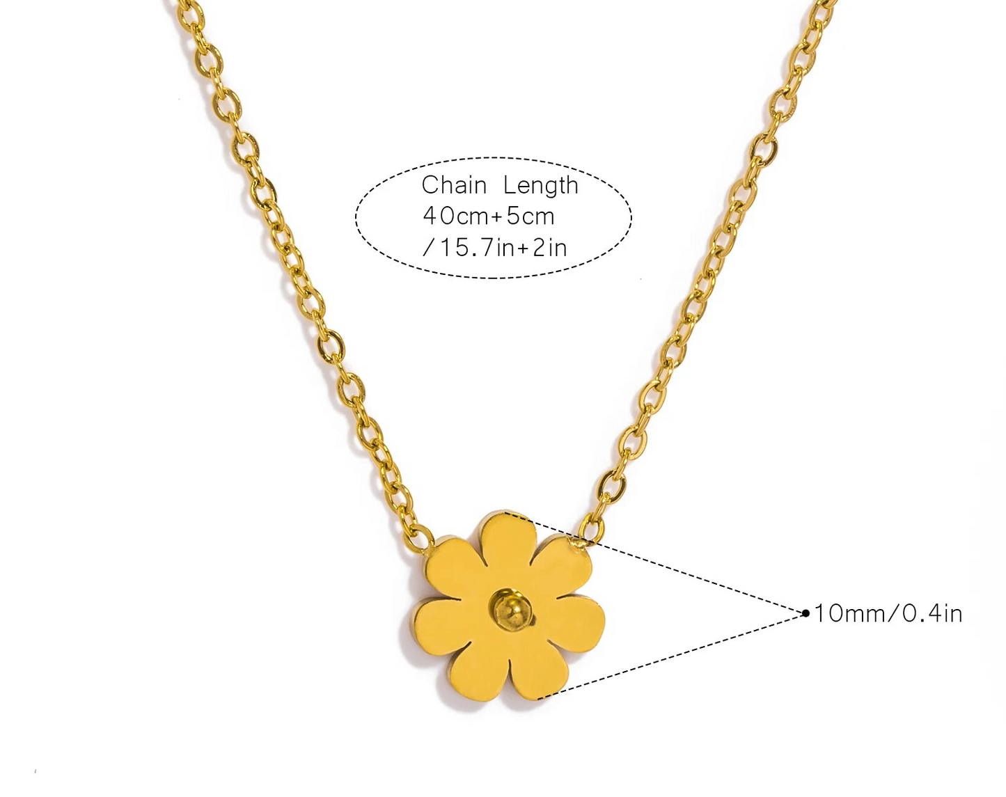 Collana Fiore Liscio – Pendente in acciaio elegante, disponibile in oro, argento o oro rosa