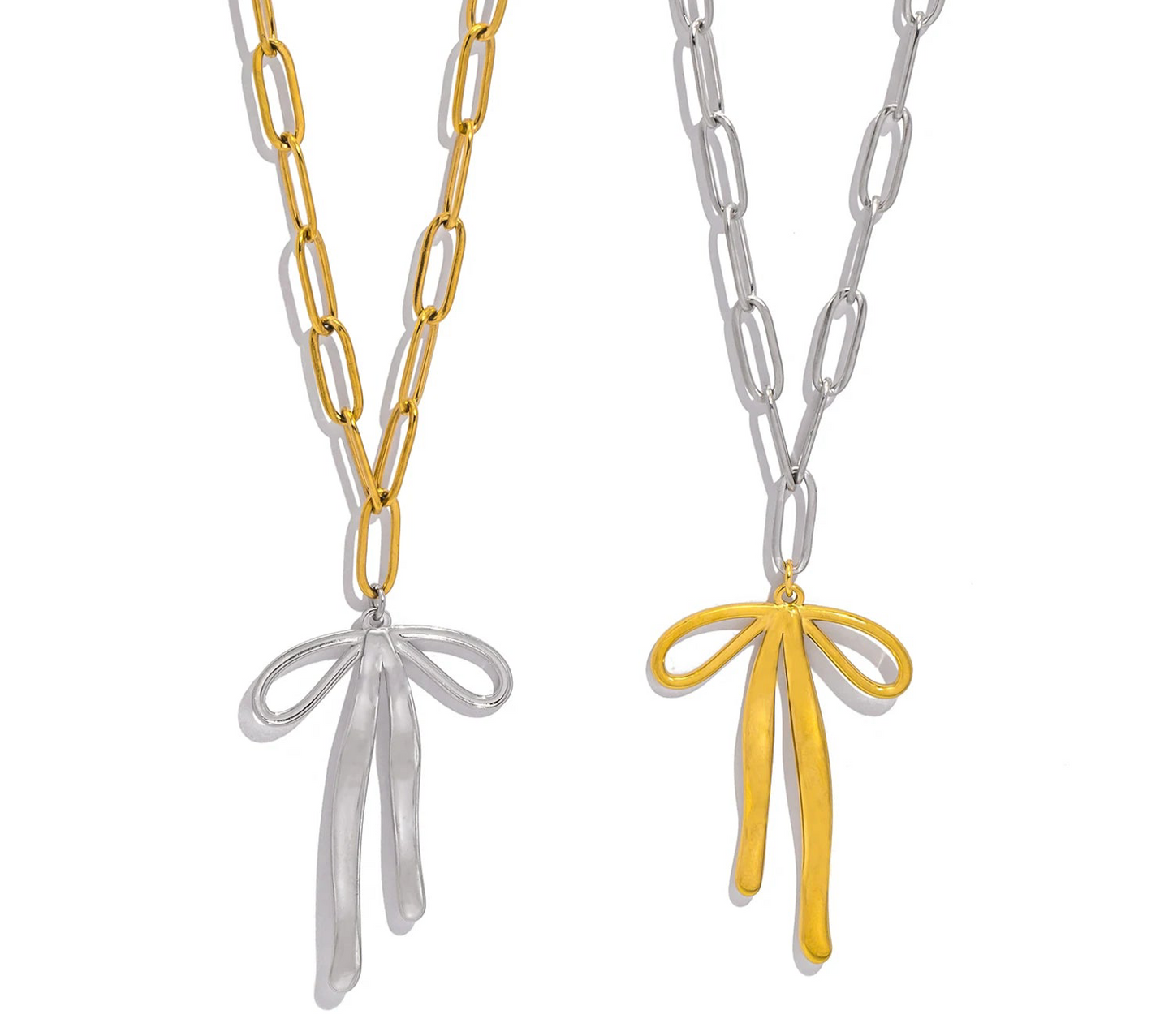 Collana Fiocco Vintage – Pendente in acciaio elegante, disponibile in 4 varianti