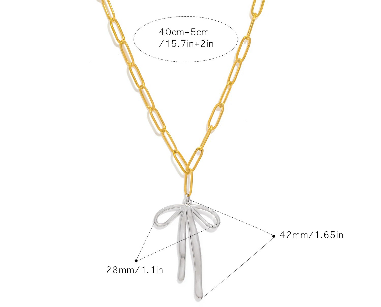 Collana Fiocco Vintage – Pendente in acciaio elegante, disponibile in 4 varianti