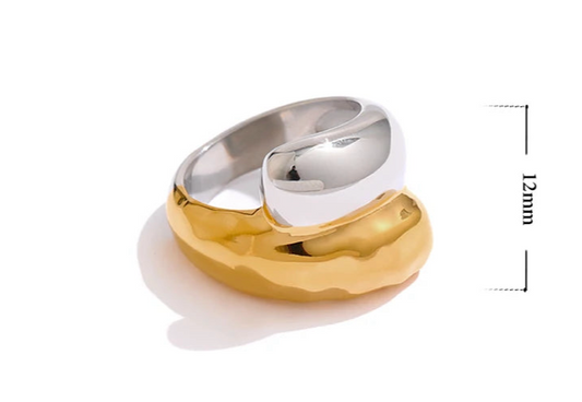 Anello Twist Bicolore in Acciaio – Oro e Argento
