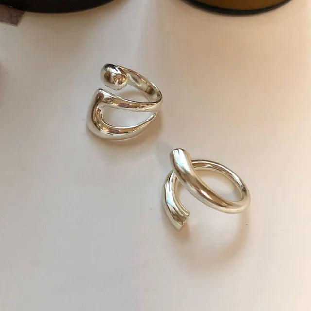 Intrecci d’Argento – Anello aperto a catena in argento 925