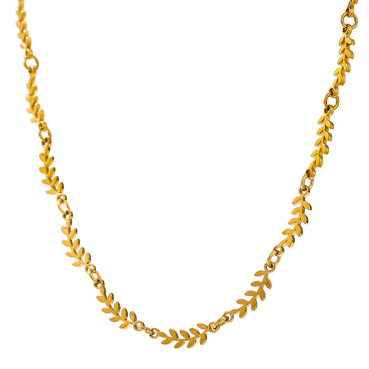 Collana a Catena con Foglie – Acciaio Inossidabile Oro o Platino