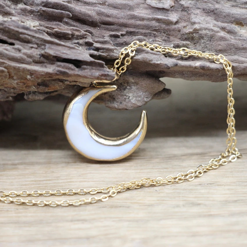 Collana Mezzaluna con Conchiglia Bianca Naturale