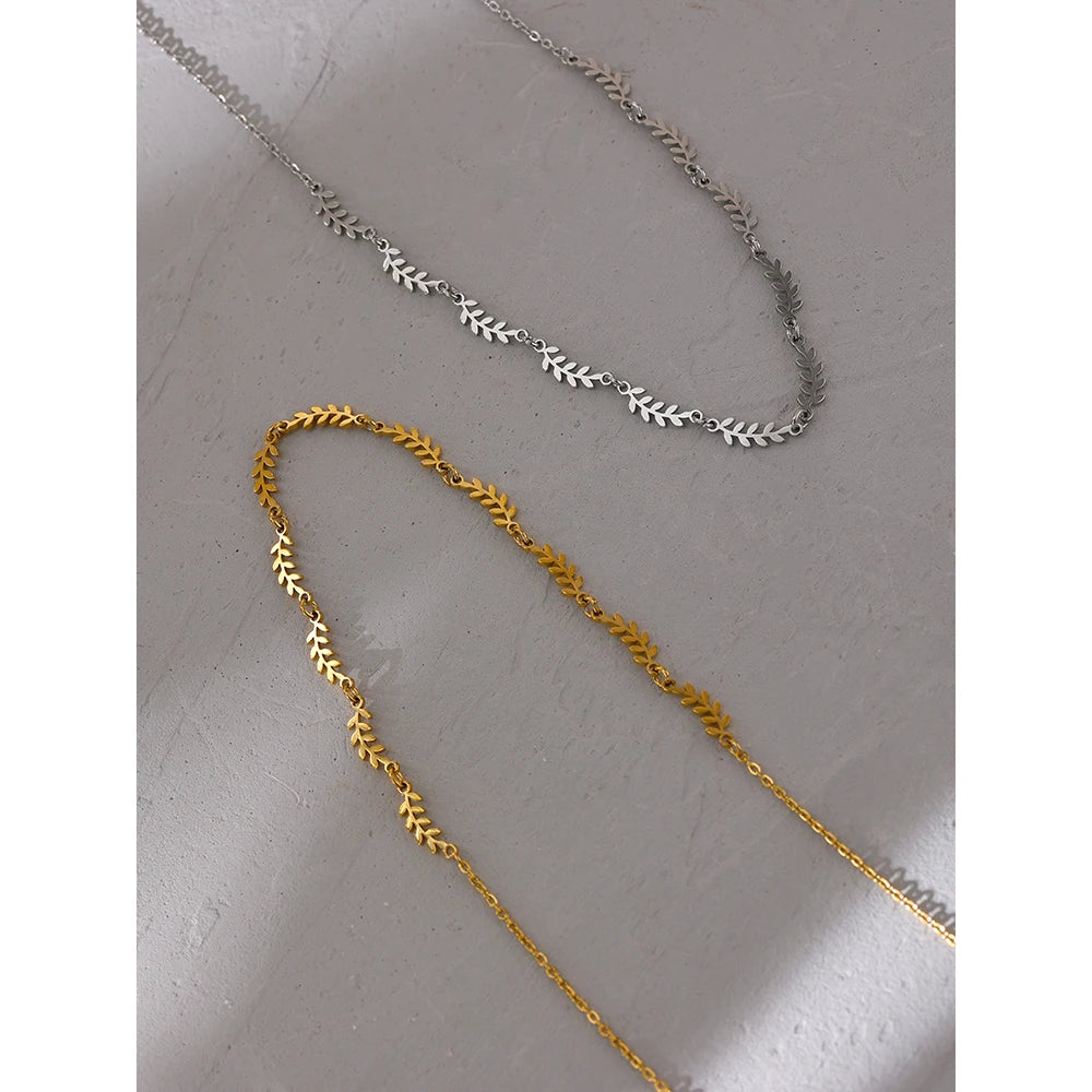 Collana a Catena con Foglie – Acciaio Inossidabile Oro o Platino