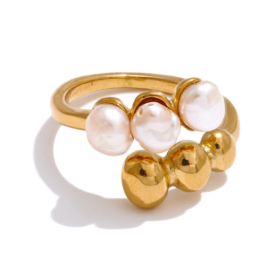 Anello Abbraccio di Perle – Armonia Dorata