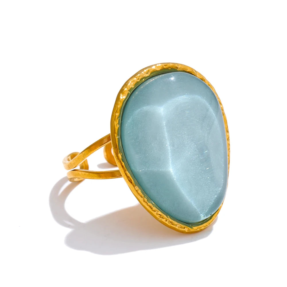 Anello Caramella Multicolor – Gioiello Regolabile in Resina e Acciaio Inossidabile Oro
