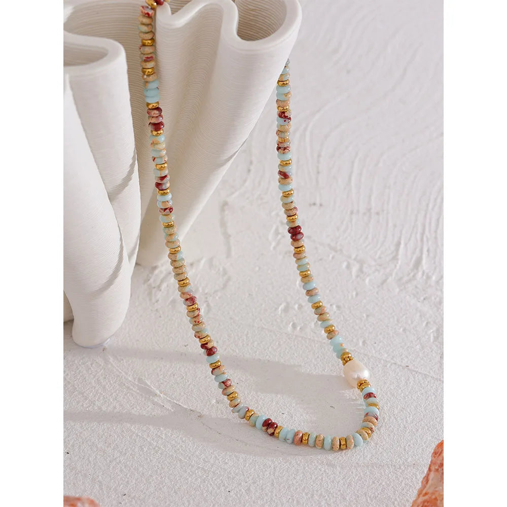Collana Perle di Luce – Catena in Acciaio Inossidabile con Perle d’Acqua Dolce Naturali