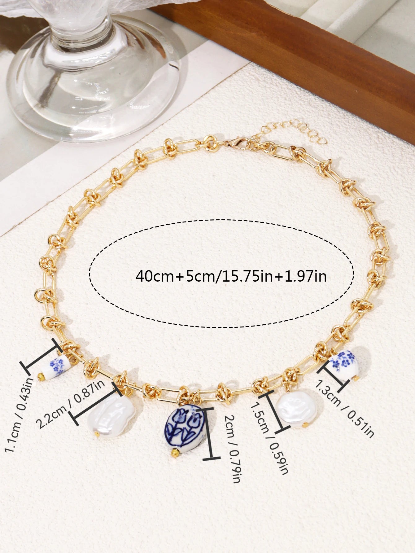 Collana “Fascino Tulipano Blu” con perla ceramica