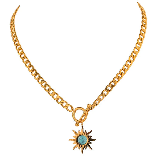 Collana con Ciondolo Sole – Acciaio Inossidabile Placcato Oro 18K