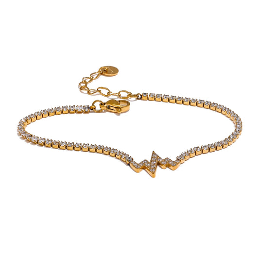 Bracciale Fulmine con Zirconi – Acciaio Inossidabile Placcato Oro 18K o Platino