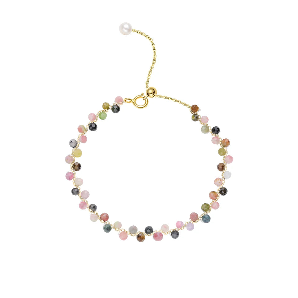 Bracciale con tormalina in pietra naturale in diversi colori