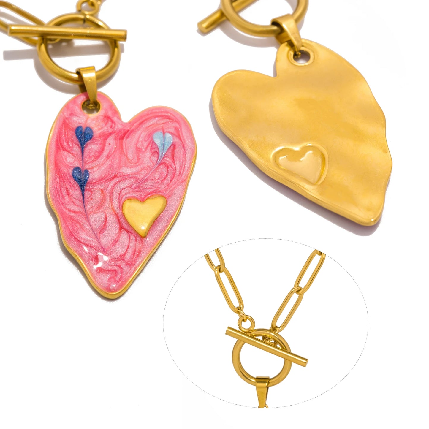 Collana Cuore Colorato – Pendente smaltato in acciaio, stile fresco e moderno