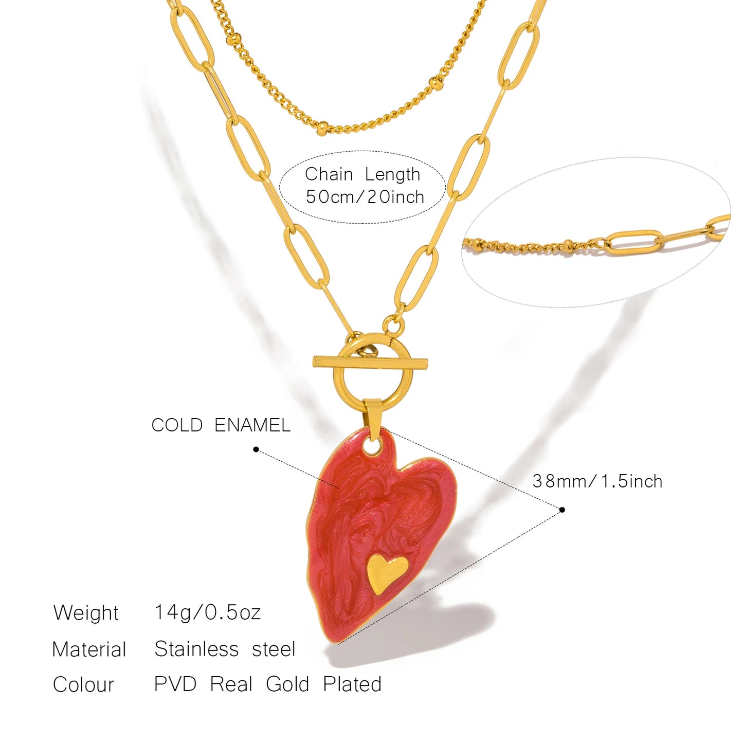 Collana Cuore Colorato – Pendente smaltato in acciaio, stile fresco e moderno