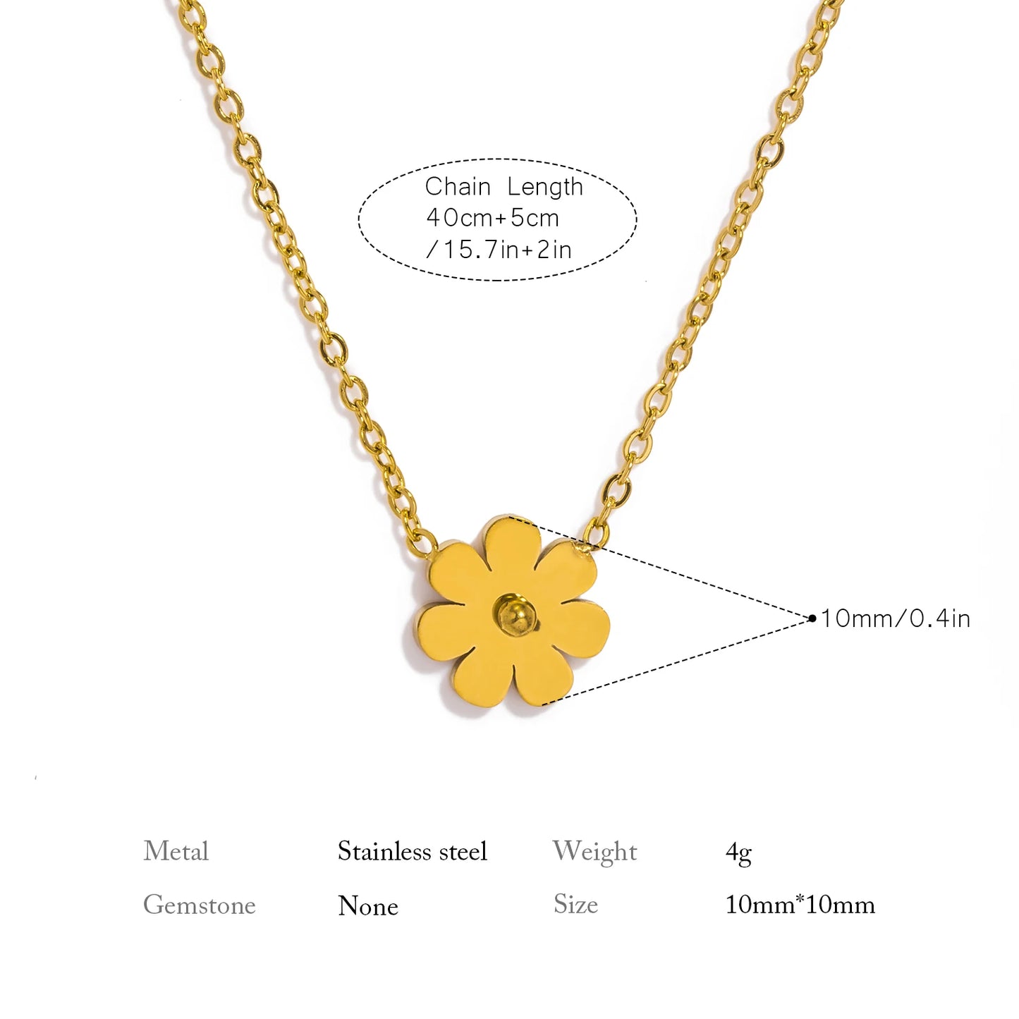 Collana Fiore Liscio – Pendente in acciaio elegante, disponibile in oro, argento o oro rosa
