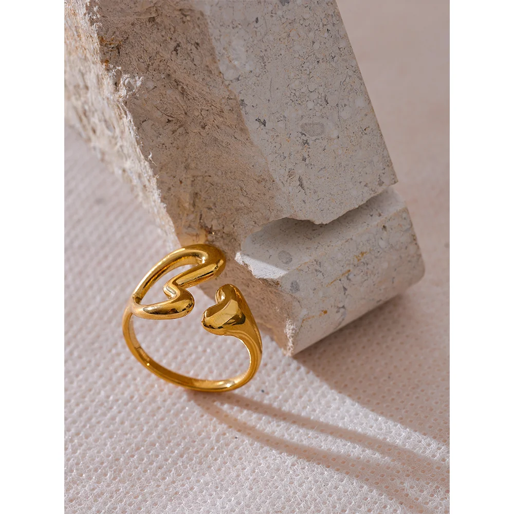 Anello Cuore Gemello – Minimal Chic in Acciaio Inossidabile