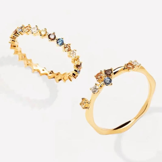 Bagliori d’Autunno – Anello in argento 925 con zirconi dai toni caldi