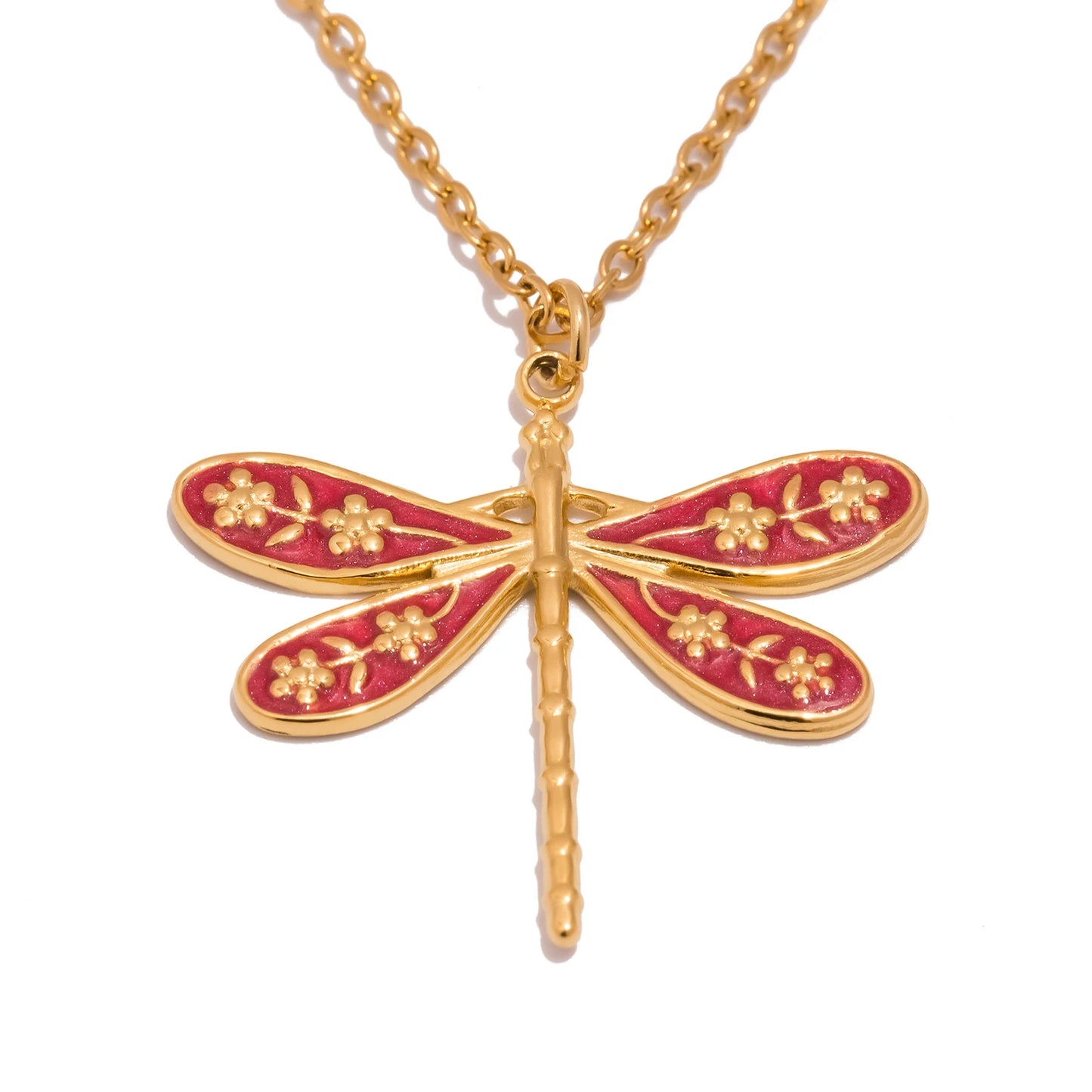 Collana con Ciondolo Libellula Colorata – Blu, Viola o Rossa