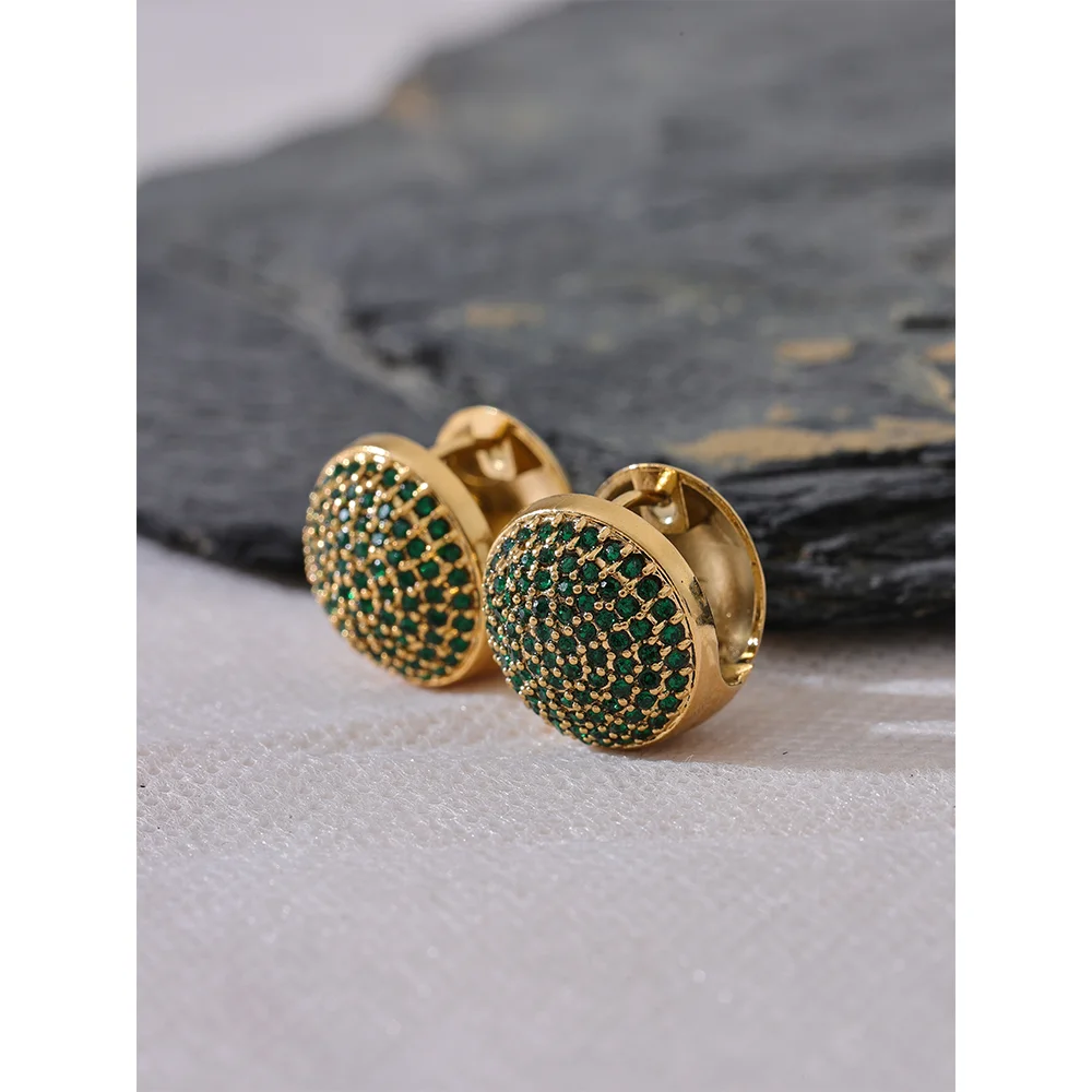 Orecchini a Cerchio con Zirconi Multicolor in Acciaio Inossidabile – 5 Varianti