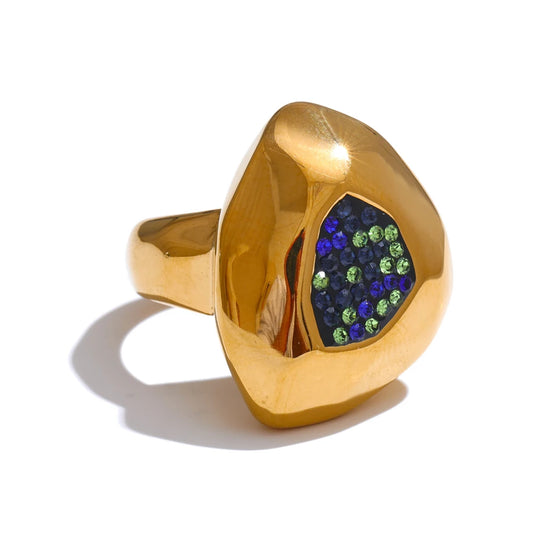 Anello Geometrico Blue Vision – Eleganza Contemporanea