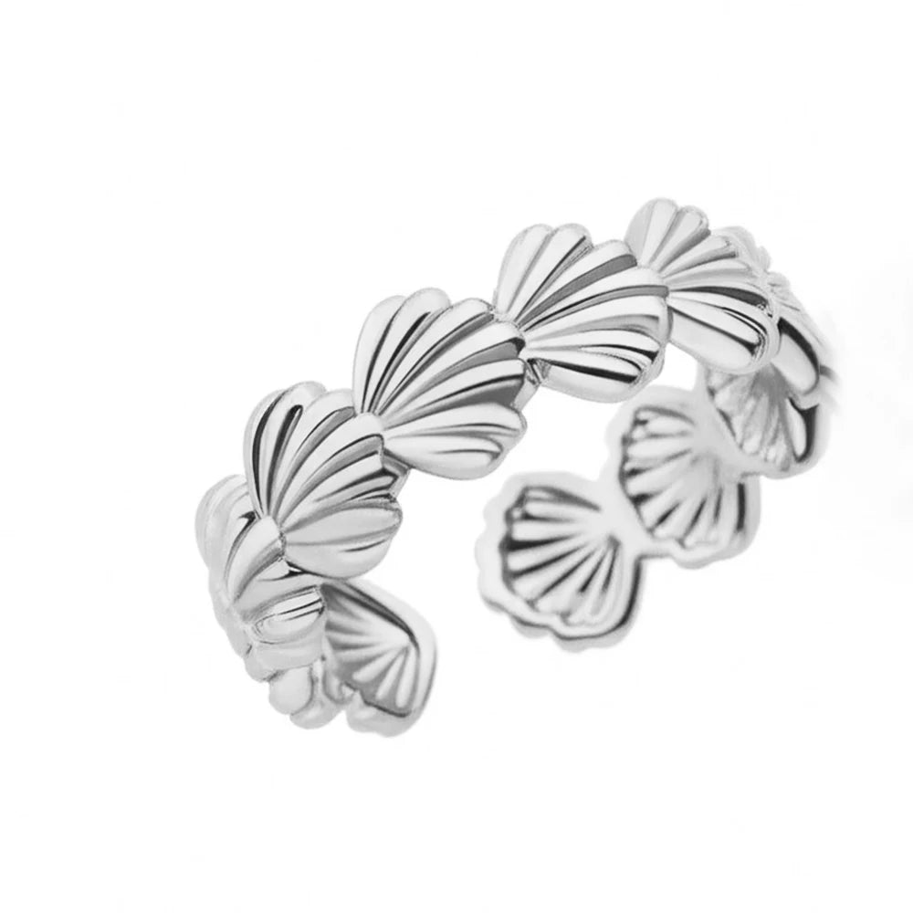 Anello con Conchiglia Vintage in Acciaio Inossidabile