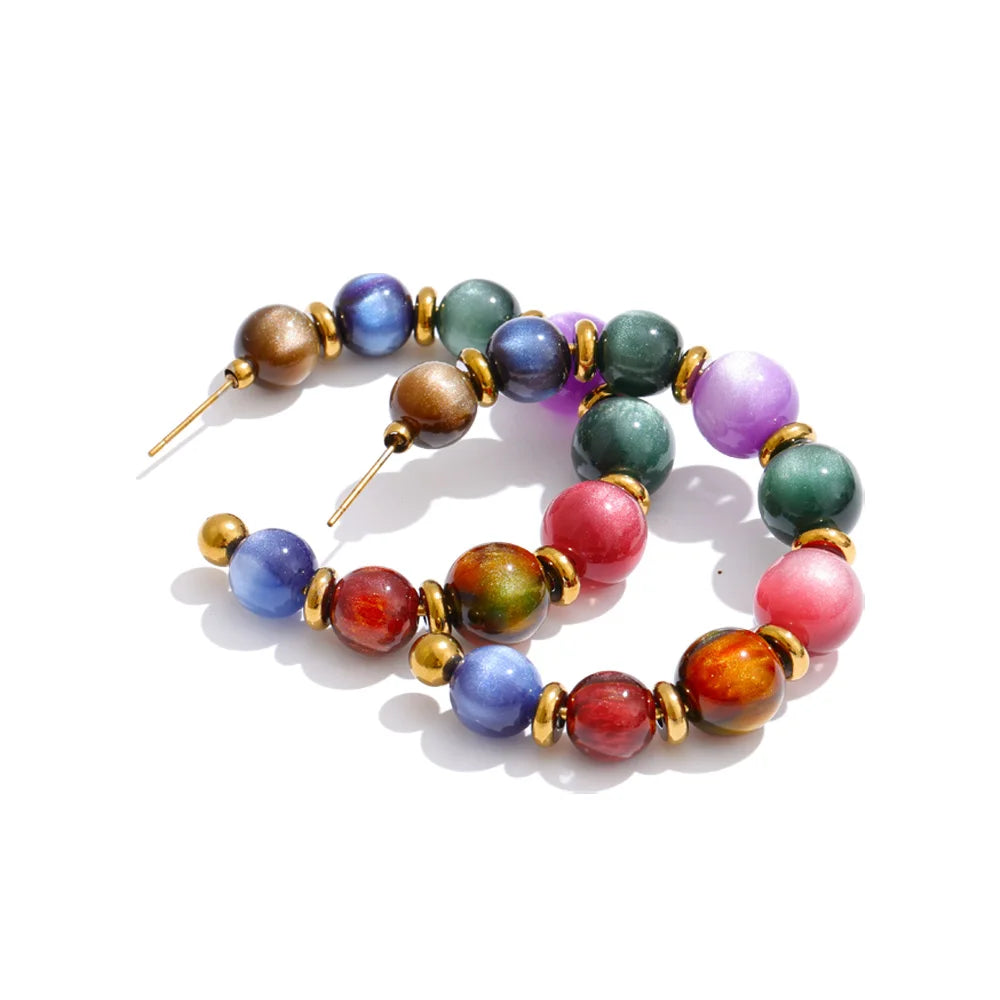 Orecchini “Color Beads” – Cerchi Artigianali in Resina
