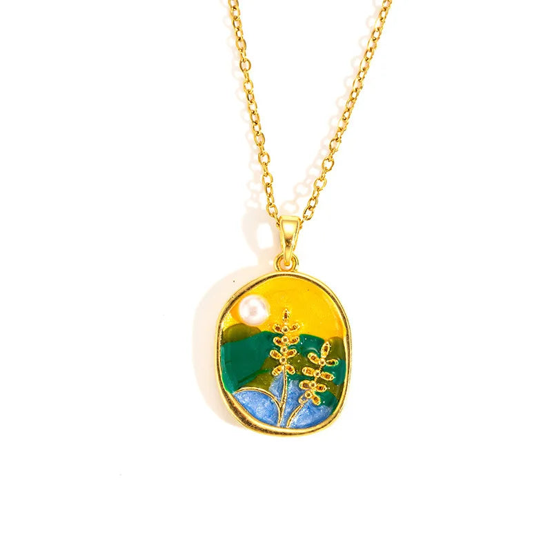 Collana con Ciondolo Smaltato Vintage – Stile Retrò Elegante