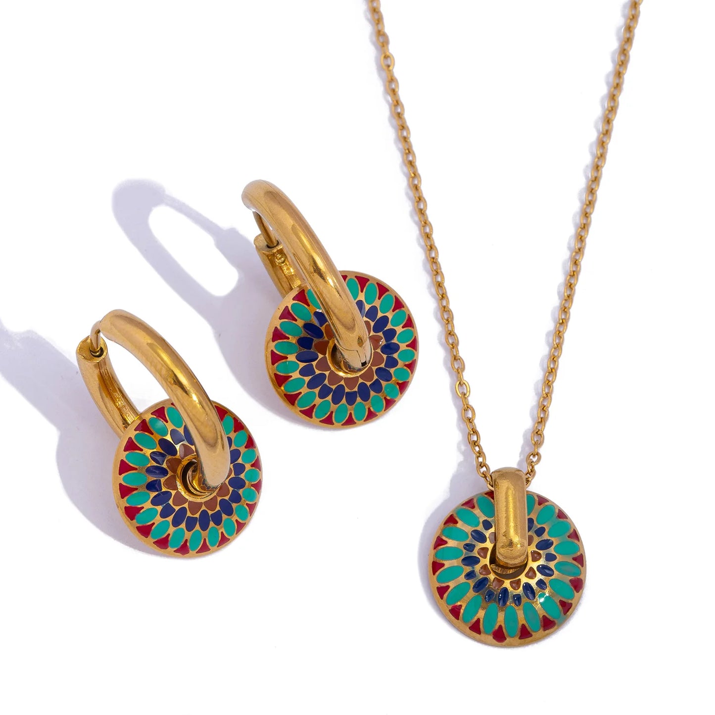 Set “Margherita Dorata” – Collana e Orecchini floreali boho