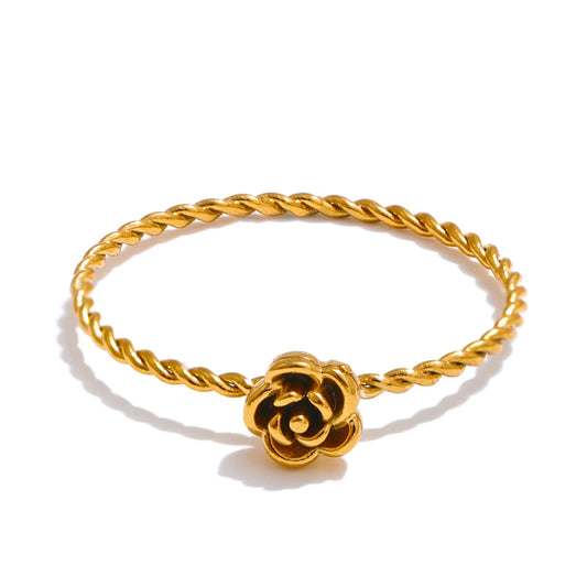 Anello con Fiore Intagliato – Acciaio Inossidabile Oro o Argento