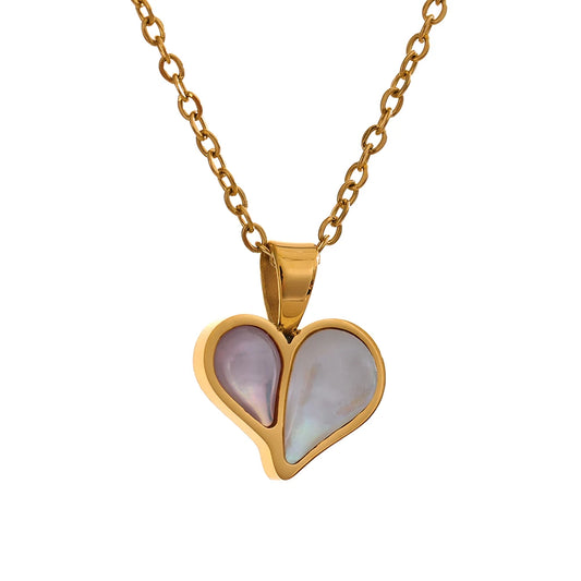 Collana Cuore con Conchiglia – Acciaio Inossidabile Oro o Argento
