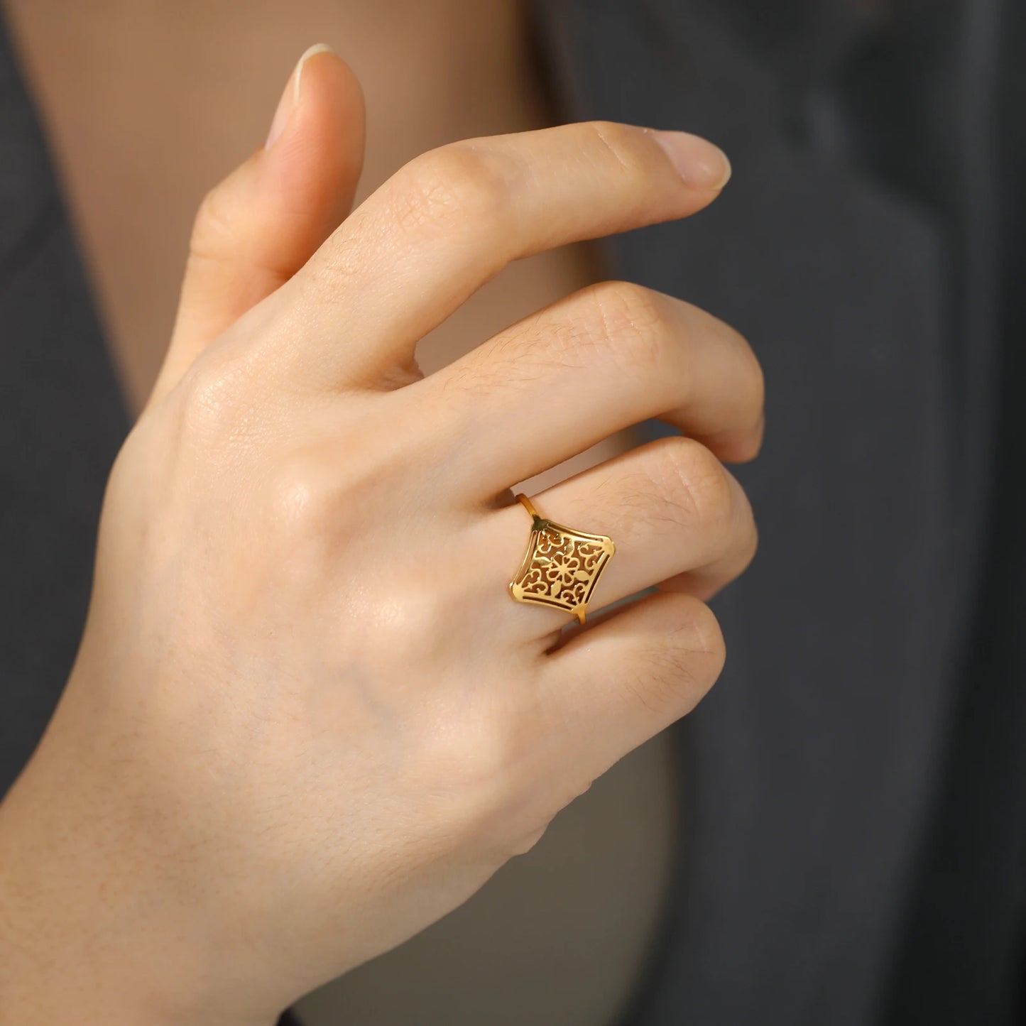 Anello filigrana estetico donna β Acciaio inossidabile oro o acciaio