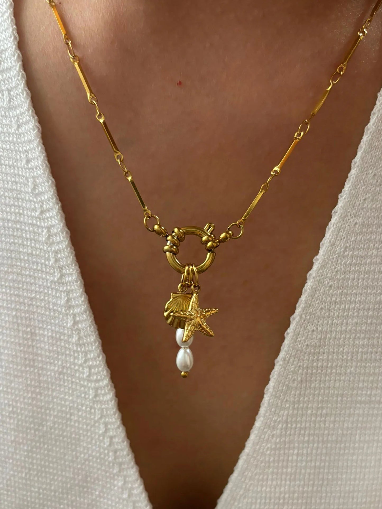 Collana Stella Marina e Conchiglia – Eleganza Estiva con Perla