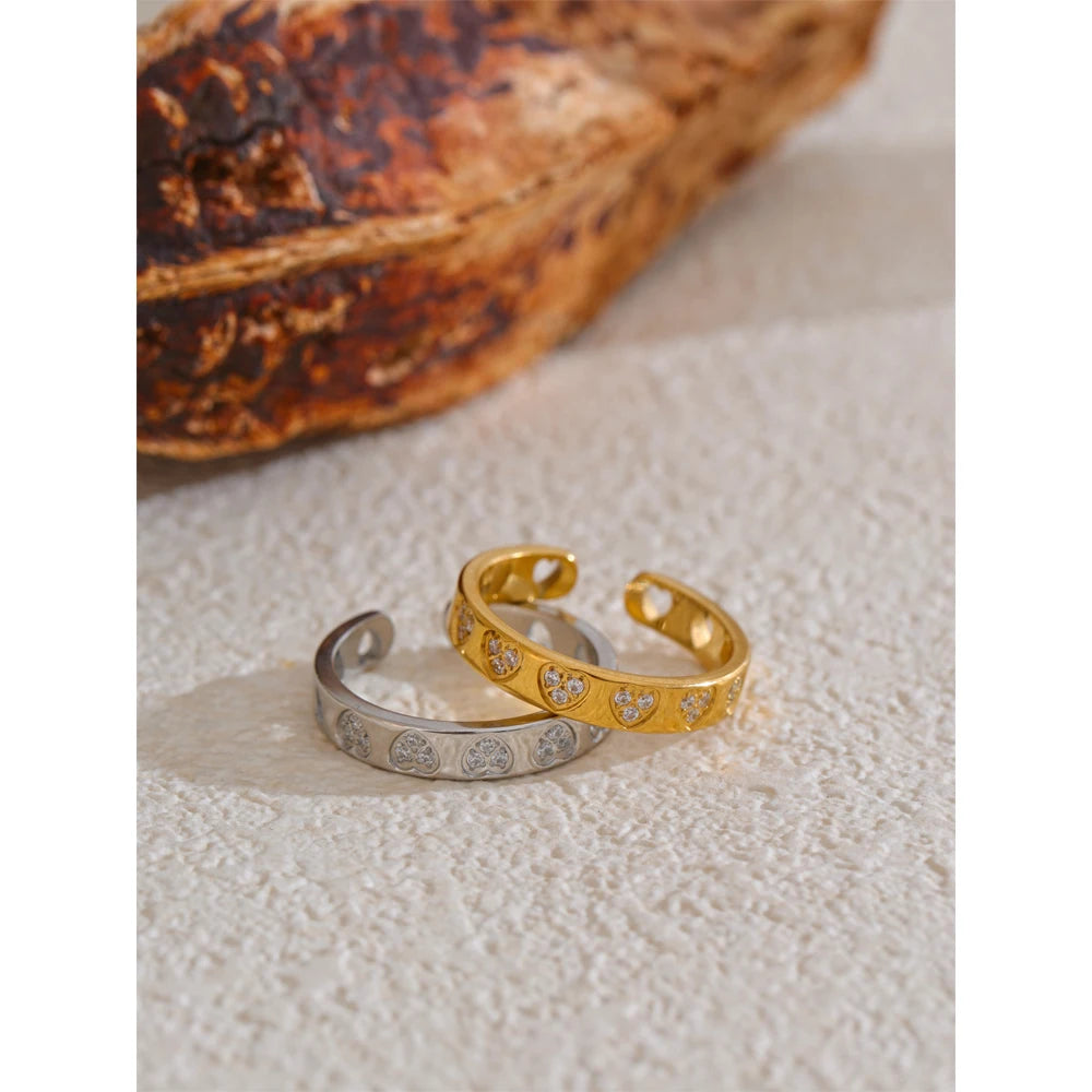 Anello Cuori di Luce – Regolabile con Zirconi