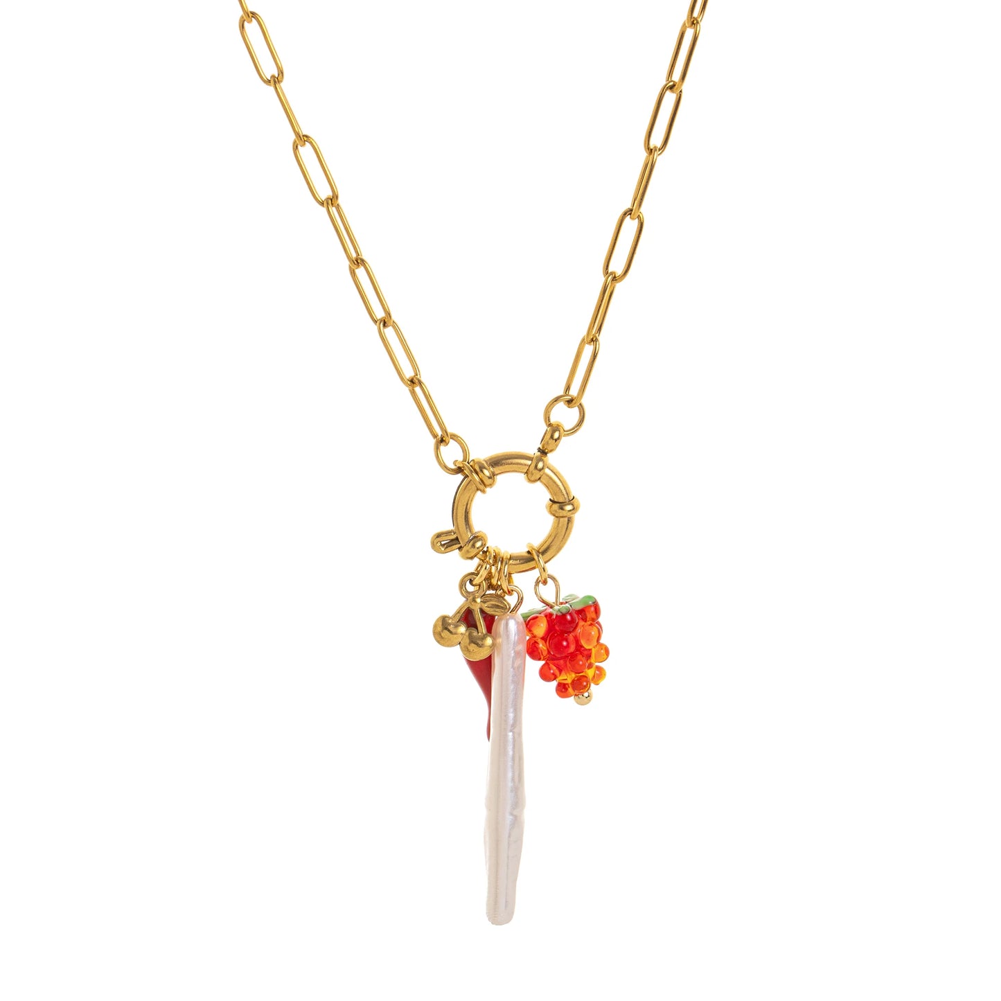 Collezione “Charms Mediterranei” – 9 Collane con Ciondoli in Acciaio Inossidabile Placcato Oro