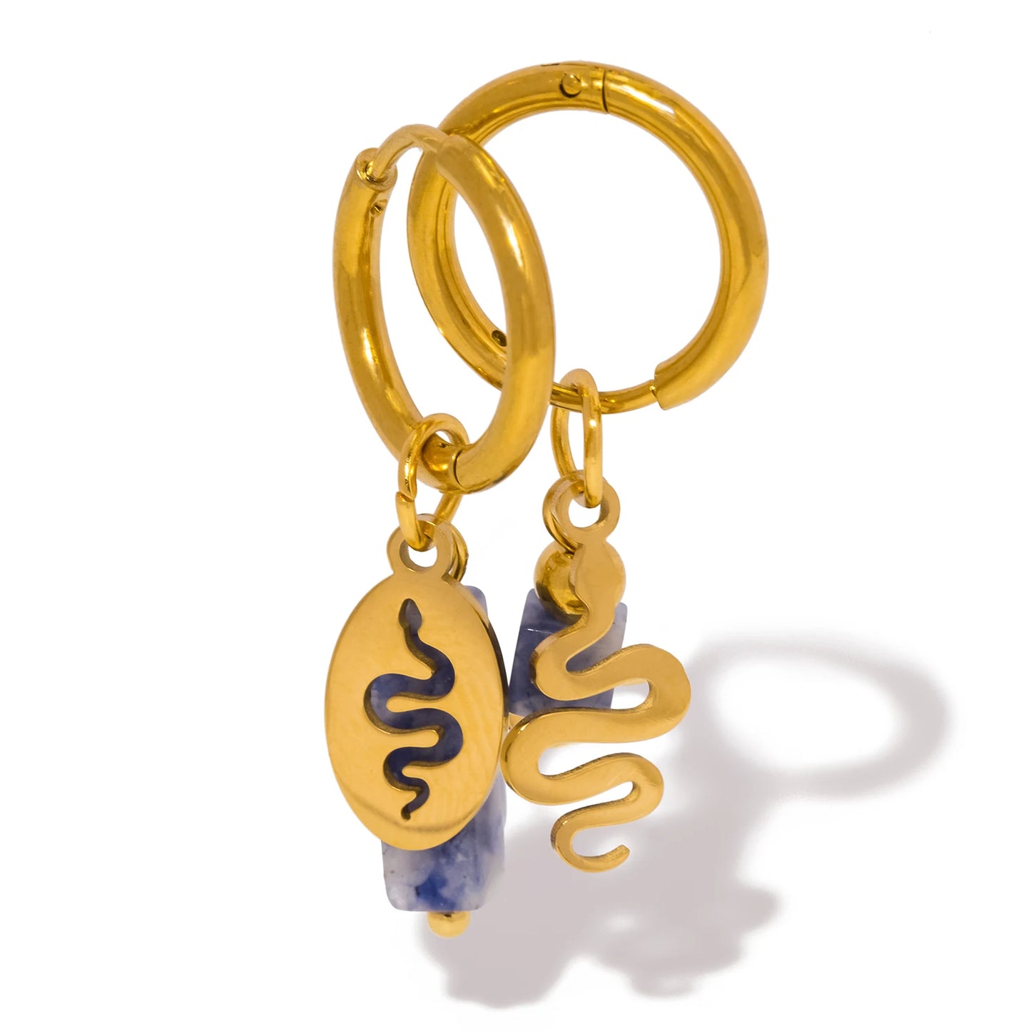 Orecchini “Serpente di Luce” – Pietre Naturali & Cerchi Staccabili