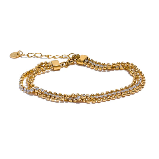 Bracciale a strati con zirconi – Acciaio inossidabile impermeabile
