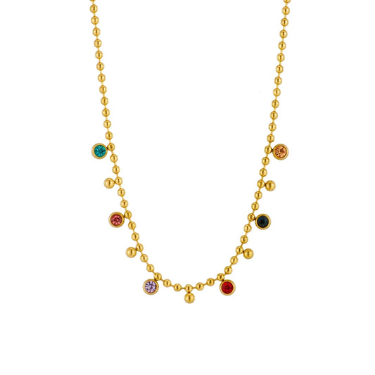 Arcobaleno di Cristallo – Collana a Sfera in Acciaio Lucente