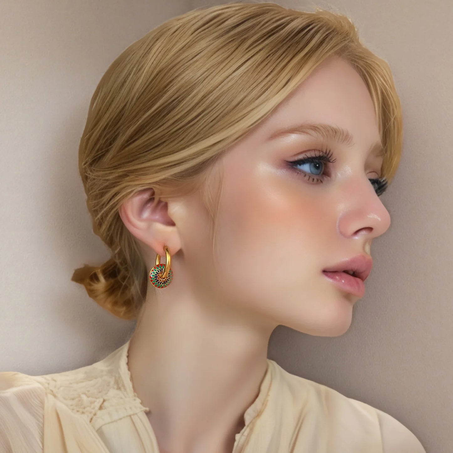 Set “Margherita Dorata” – Collana e Orecchini floreali boho
