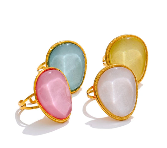 Anello Caramella Multicolor β Gioiello Regolabile in Resina e Acciaio Inossidabile Oro