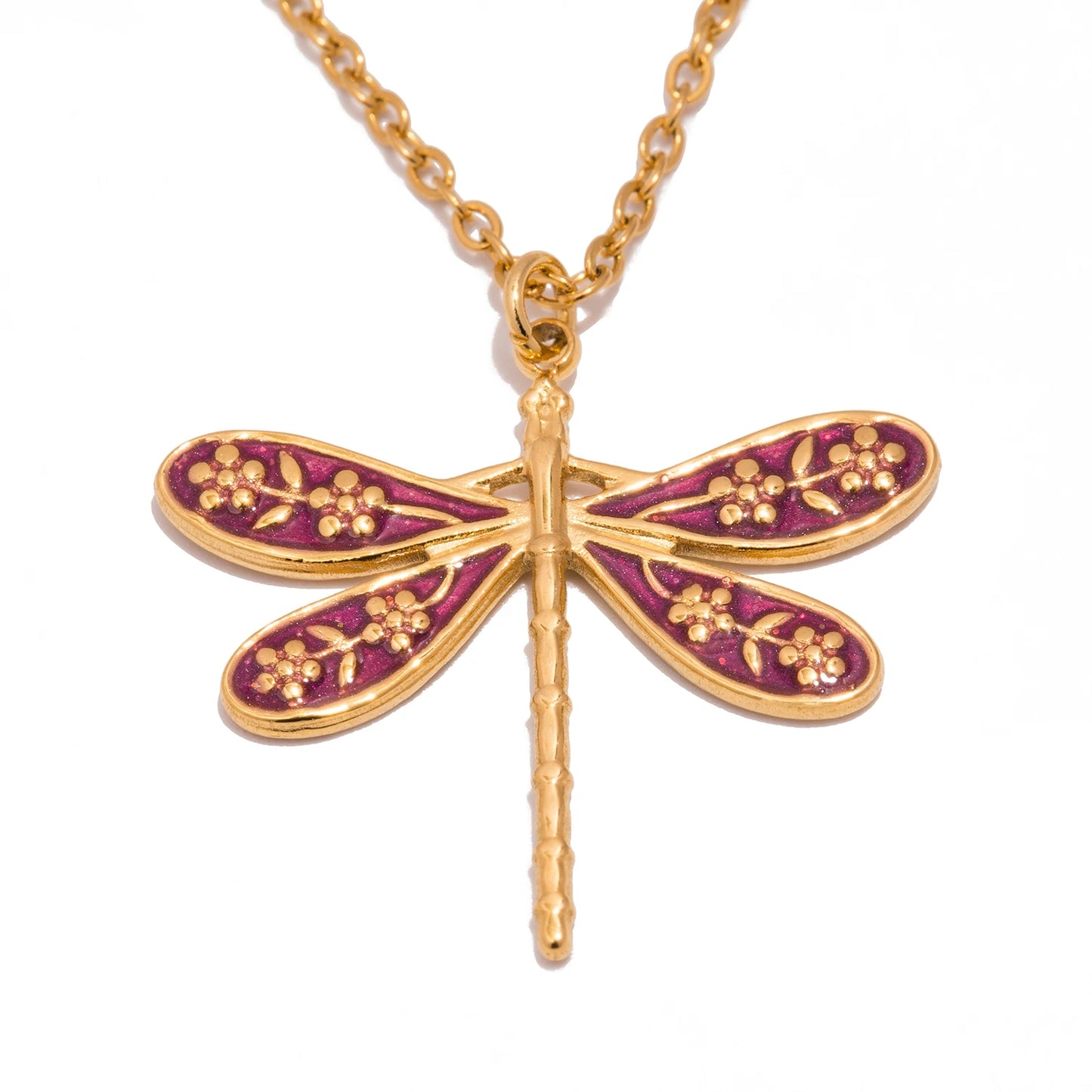 Collana con Ciondolo Libellula Colorata – Blu, Viola o Rossa