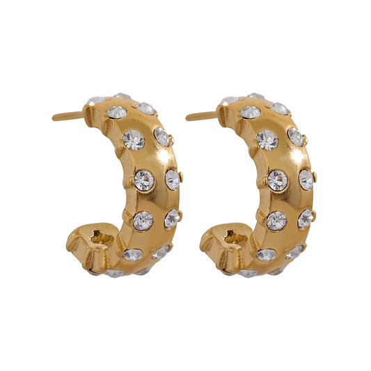 Orecchini Huggie con Zirconi in Acciaio Inossidabile – Oro o Argento
