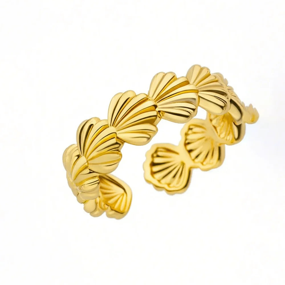 Anello con Conchiglia Vintage in Acciaio Inossidabile