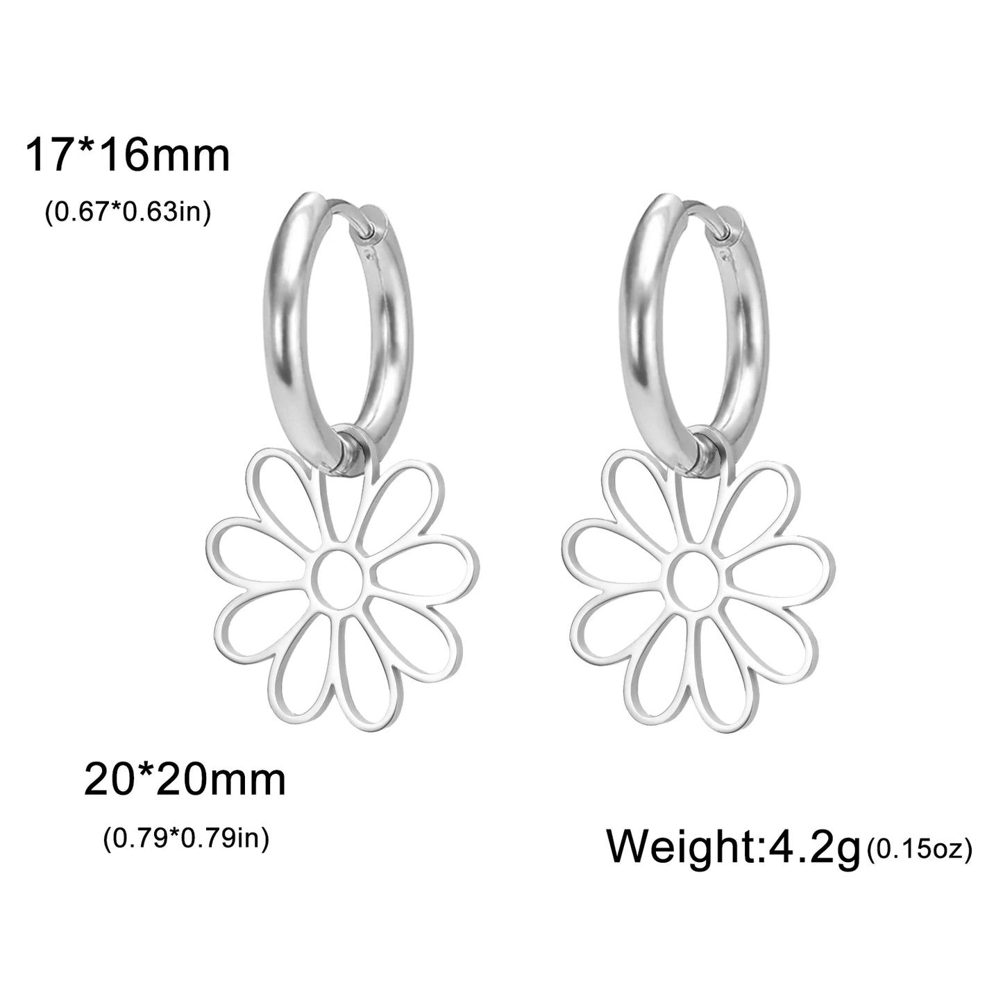 Orecchini a cerchio con fiore a nove petali – Stile bohémien