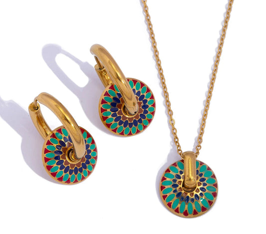 Set “Margherita Dorata” – Collana e Orecchini floreali boho