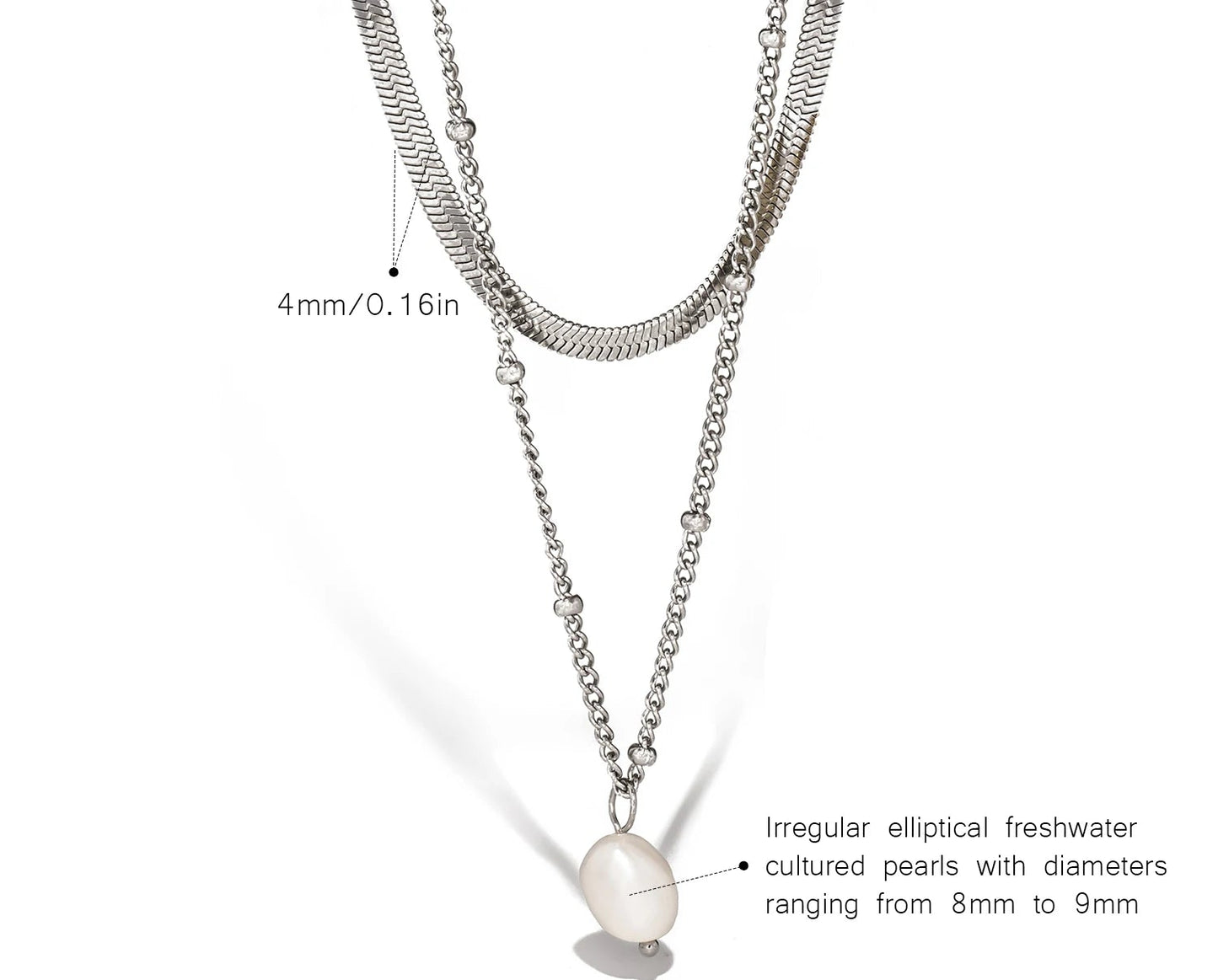 Collana “Doppio Incanto” – Perla & Catena Serpente