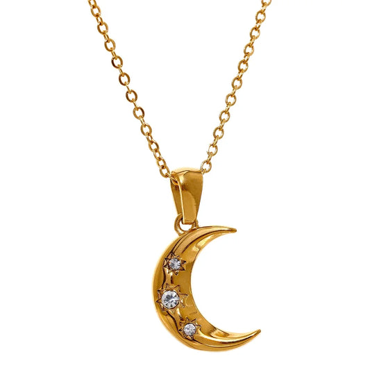 Collana Luna con Zirconi – Eleganza Celeste Impermeabile