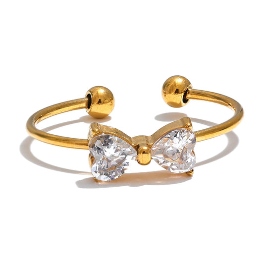 Anello Fiocco di Luce – Zircone Brillante in Acciaio