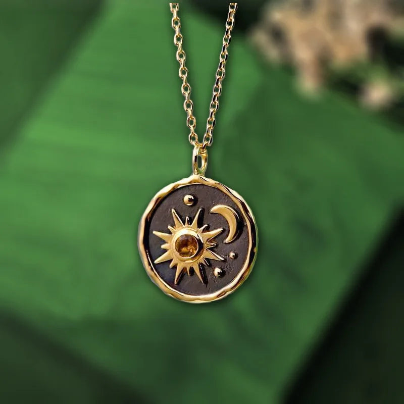 Collana vintage Sole & Luna – Pendente bohémien Boho chic